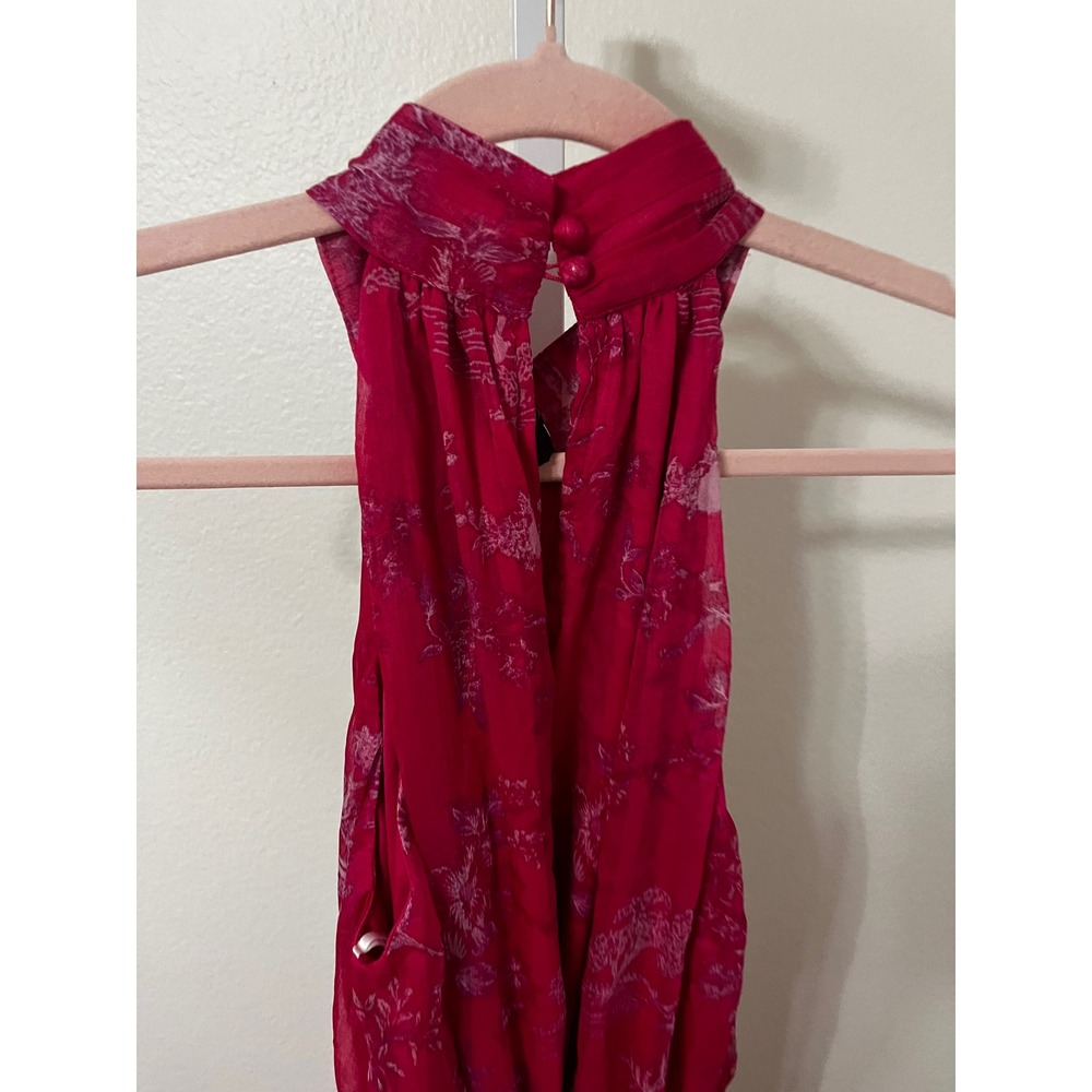 NWT Lulus Float to You Hot Pink Floral Print Halter-Neck Tiered Midi Dress Small - Picture 10 of 12